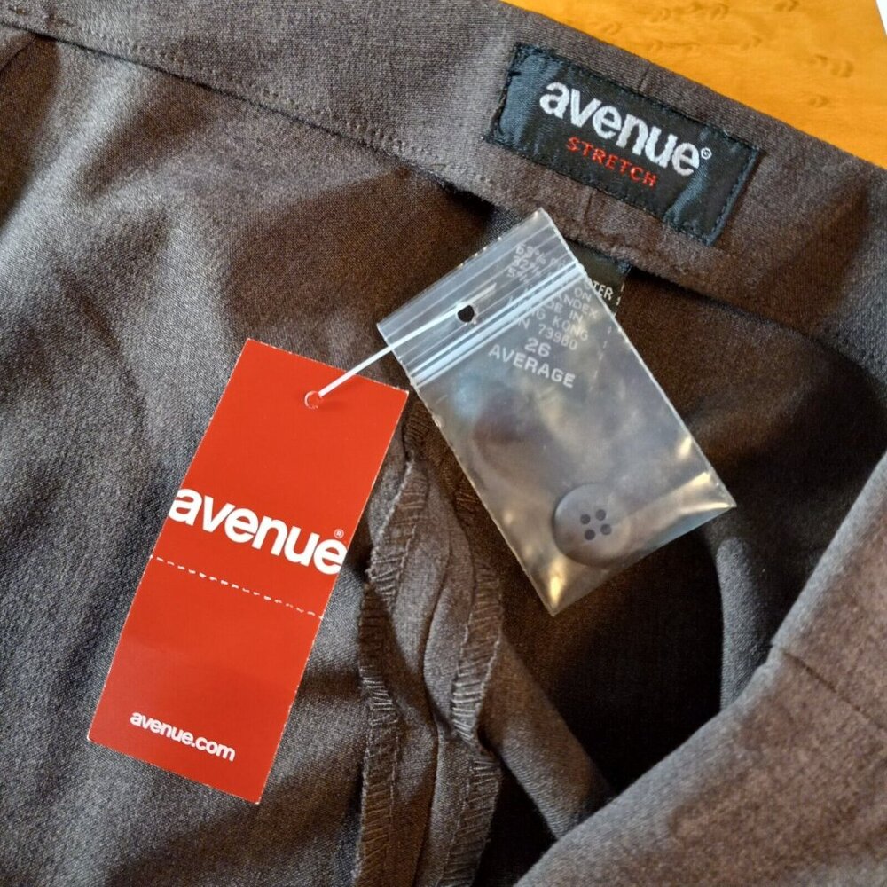 Avenue Stretch Women's Pants 47/29.5 Plus Size 26 Brown Flat Front Straight NWT - Picture 10 of 16